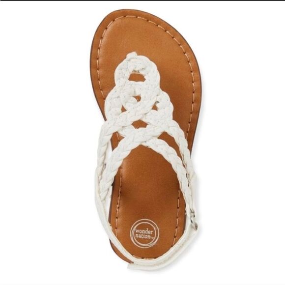 BRAND NEW WONDER NATION GIRL CRISSCROSS BRAIDED VELCRO STRAP SANDAL - Picture 1 of 11